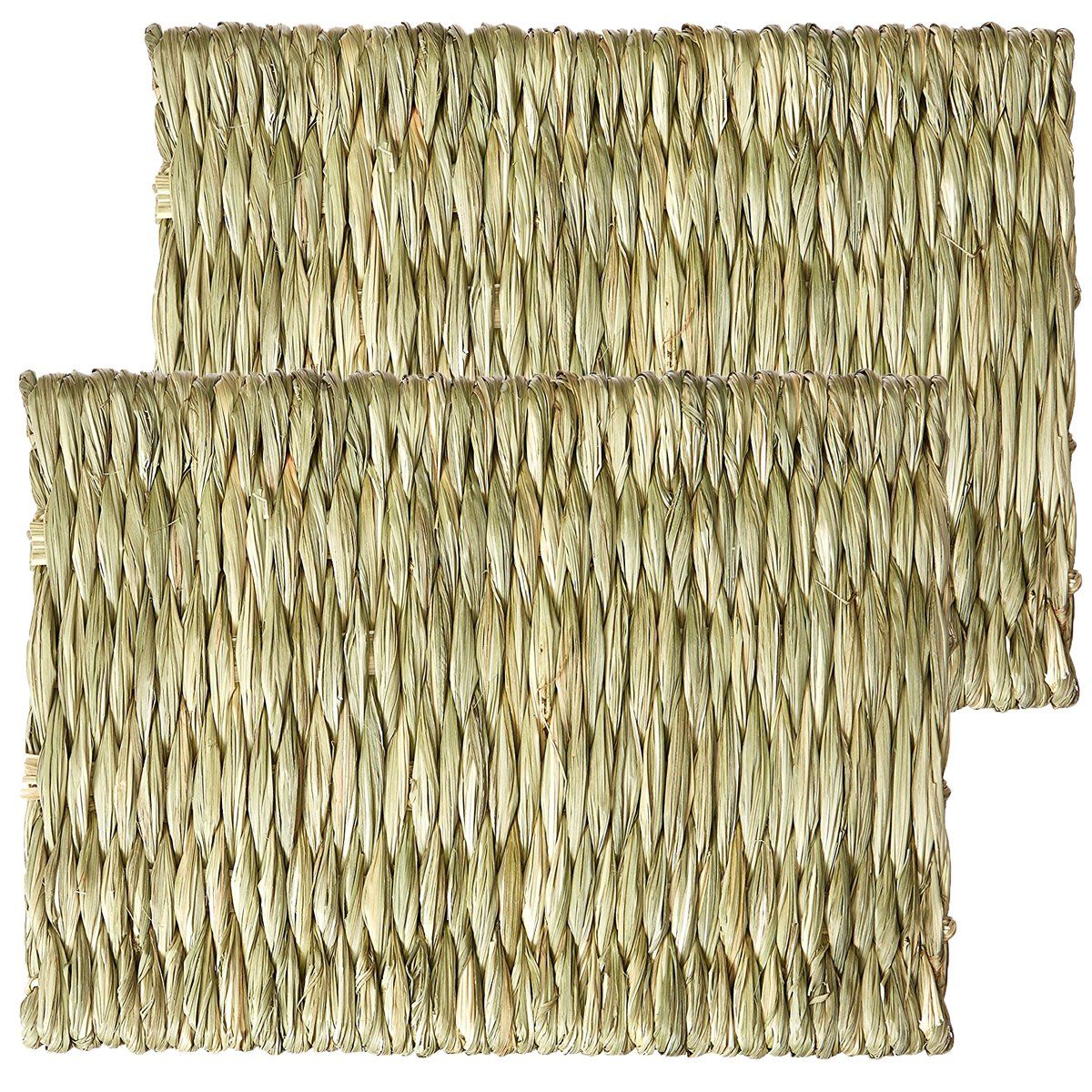 2pcs Woven Grass Mat - All Natural Chewable Grass Mat for Small Pets Pig Foot Mat Rabbit Grass Nest Pet Supplies(small size)