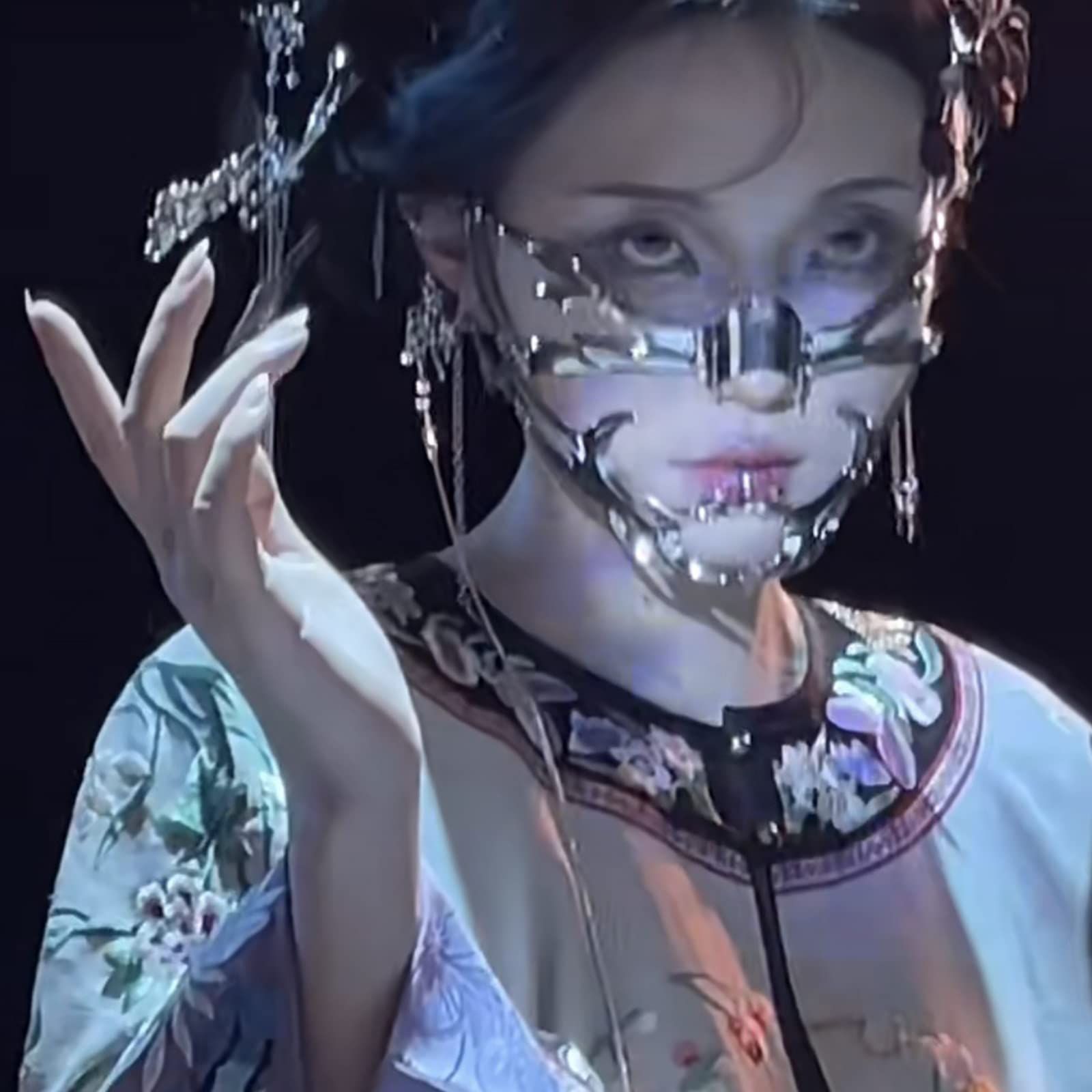 Punk Mechanical Mask for Women-Irregular Metal Face Accessories-Halloween Party Prom Mask for Women Men โ image 5