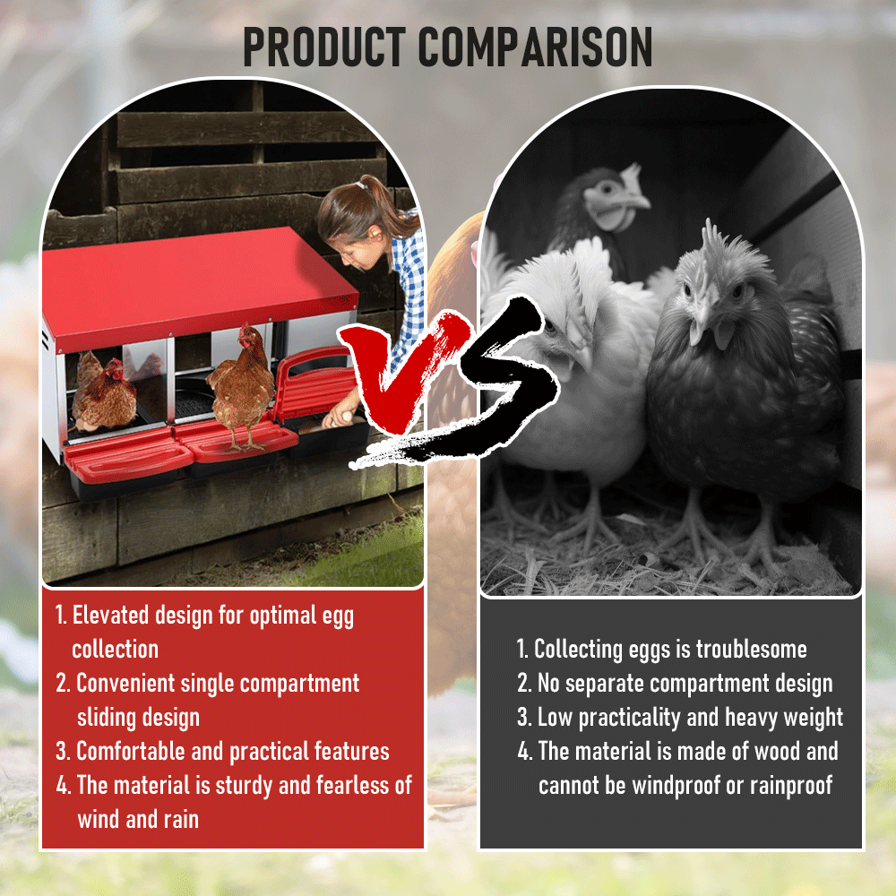 Chicken Hen Coop Hutch Nesting Box 3-Hole Roll Away Metal Design 52 × 47.5 × 81cm Durable Indoor Outdoor Laying Box with Easy Access Ventilation — image 3