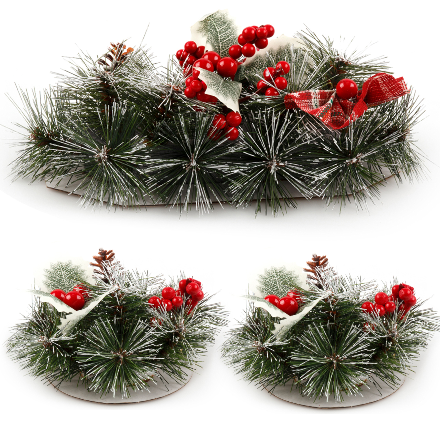 Christmas Floral Table Arrangements Red Berries Pine Cones Flowers Decorations, Large — image 2