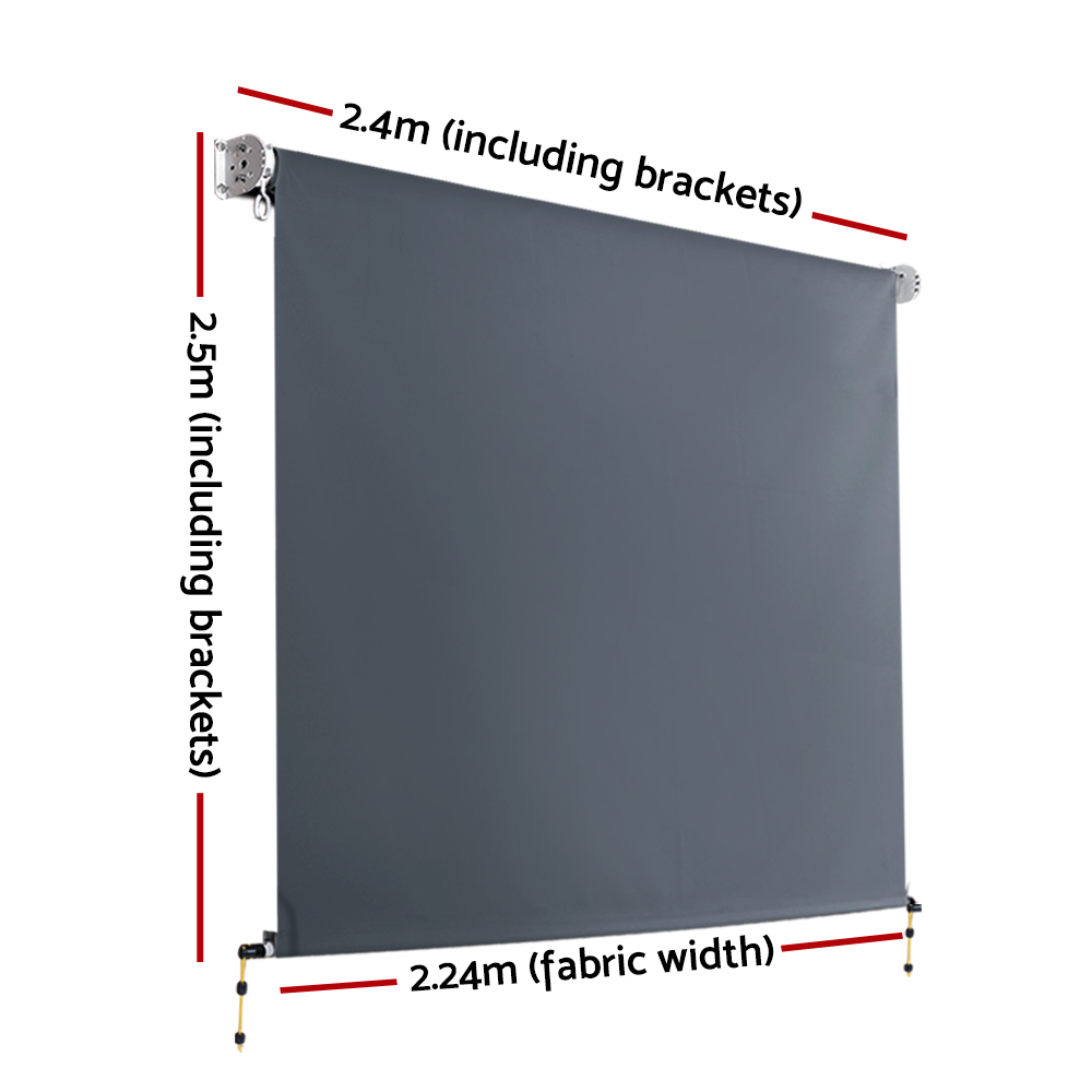 Instahut 2.4X2.5M Outdoor Blinds Awning Roll Down Canopy Retractable Outdoor Blinds Window Shade Grey โ image 2