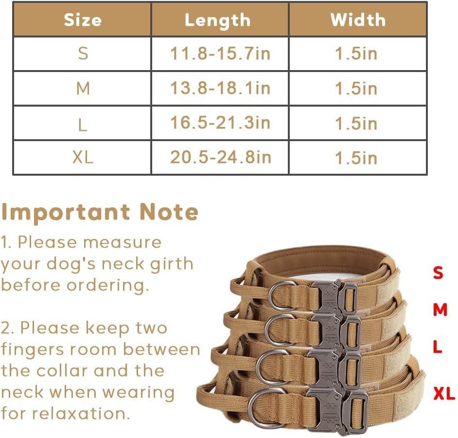 Tactical Dog Collar Adjustable Nylon Training Collar with Control Handle Khaki - XL โ image 4