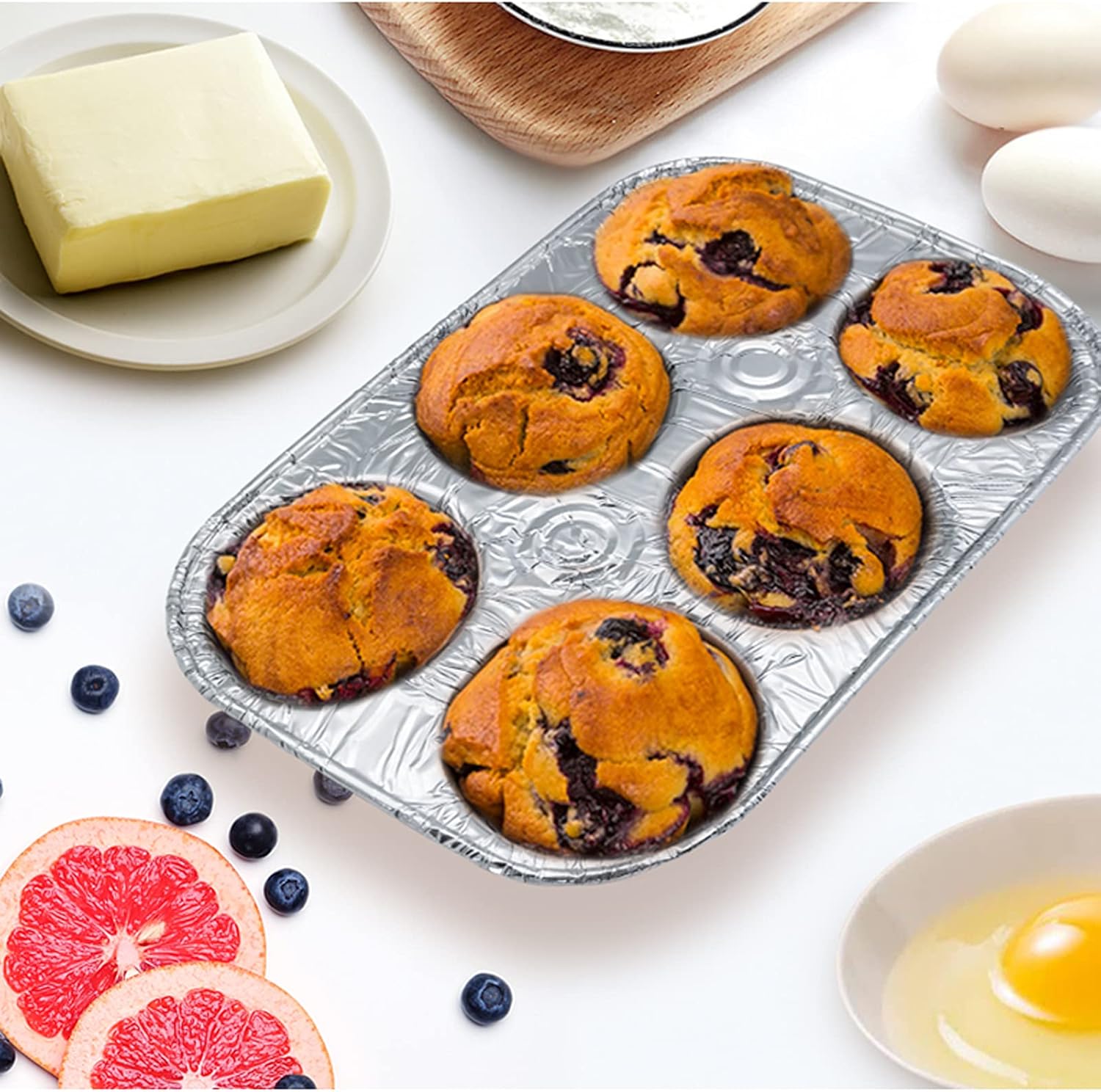 (10pack Muffin Pan 6-Cup Cupcake Aluminum Pans Favorite Muffin Tin Size for Baking Cupcakes Muffins and Mini Pies - Standard Size — image 5