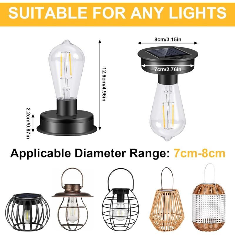 2 Pcs Bulb Outdoor Solar Outdoor Garden Solar Lamp Spare with Bulb Led Glossy Solar Lantern Cover of Spare for of Garden Outdoor Pendant — image 2