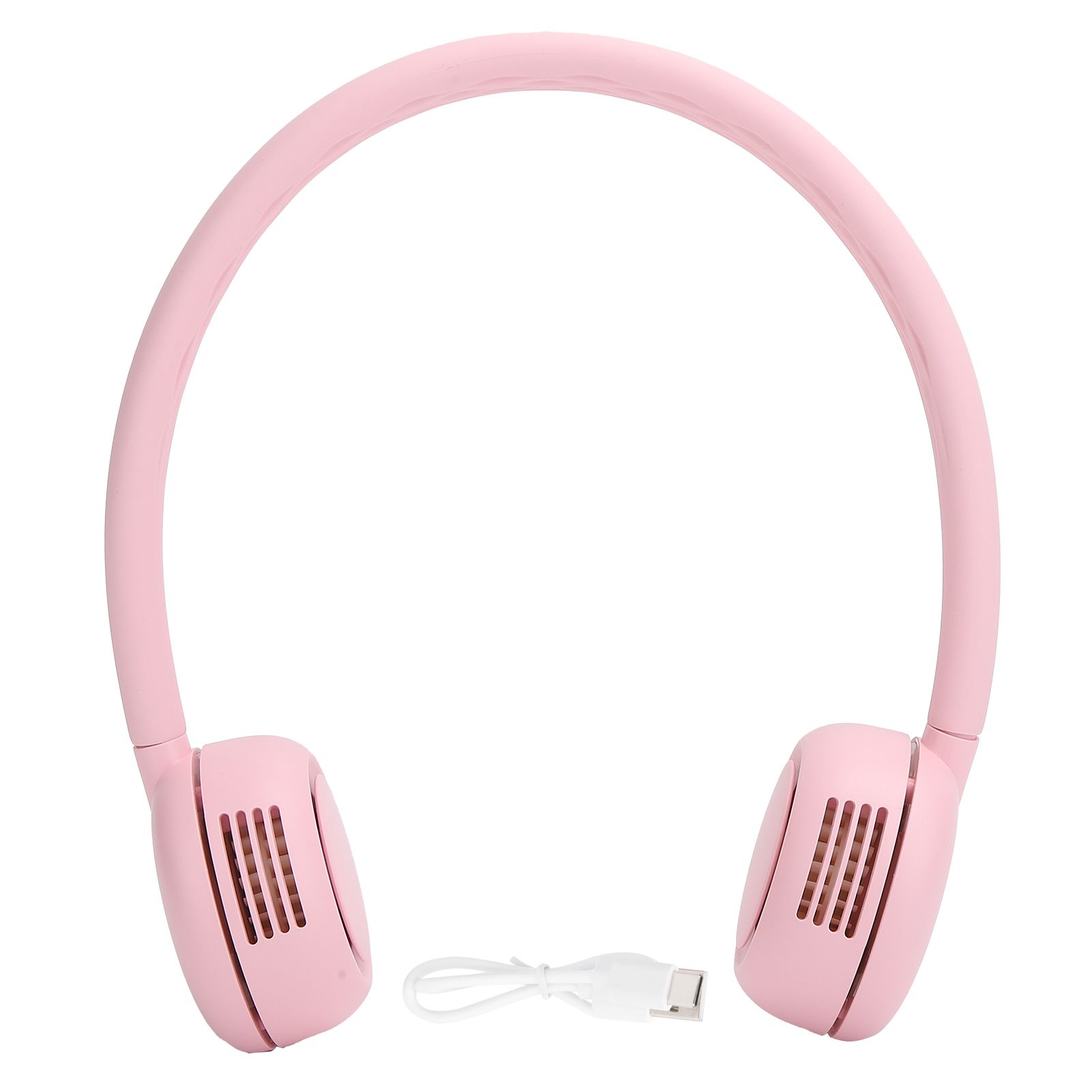 Fanless Hanging Neck Fan Adjustable USB Charging Silent Sports Fan for Home School OutdoorPink 2000mAh