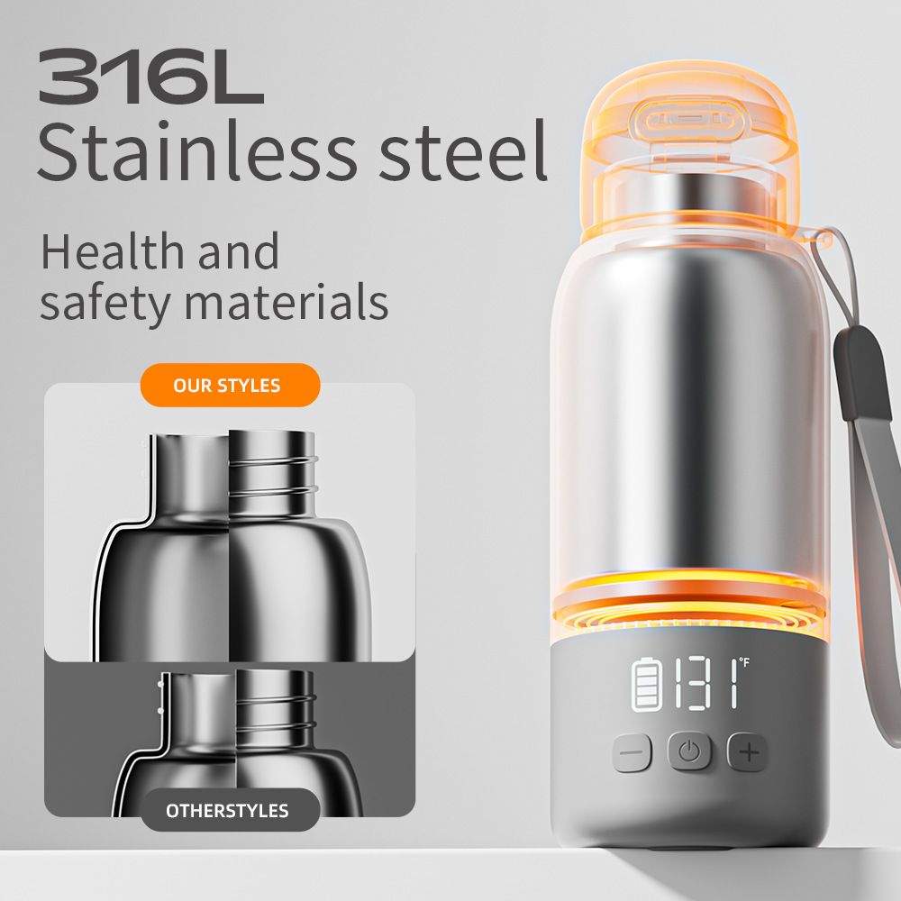 Green Portable Constant Temperature Electric Water Cup 450ml 100W Rechargeable Baby Formula Maker with 316 Stainless Steel โ image 5