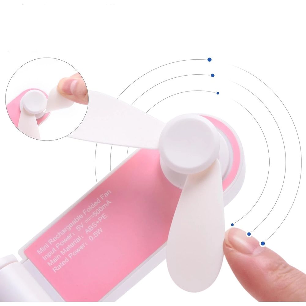 Handheld Fan, Hand Held Portable Mini Fan Small Desk Fan Rechargeable USB Fan Folding Lightweight Quiet Cooling