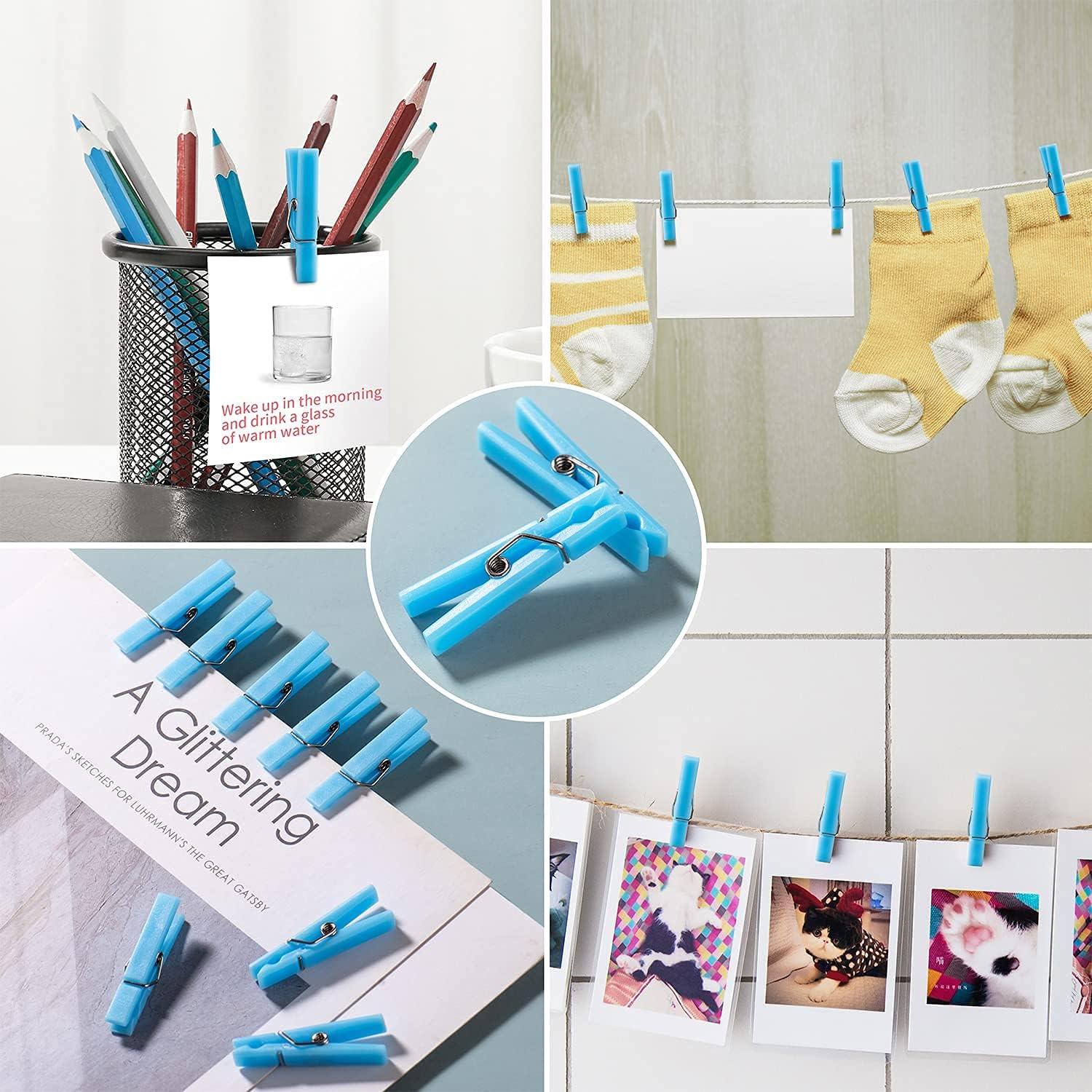 60PCS Baby Shower Clothespin Games Boy Plastic Mini Clothes Pins 1.4 inch for Party Decorations,DIY Crafts(Blue) โ image 5