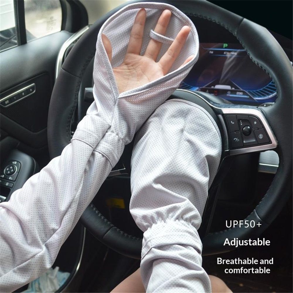 2 pairs Arm Sleeves, UV Sun Protection Gloves Arm Sleeve for Women Loose-Fit - Cooling Skin Protective Cover(gray) — image 2