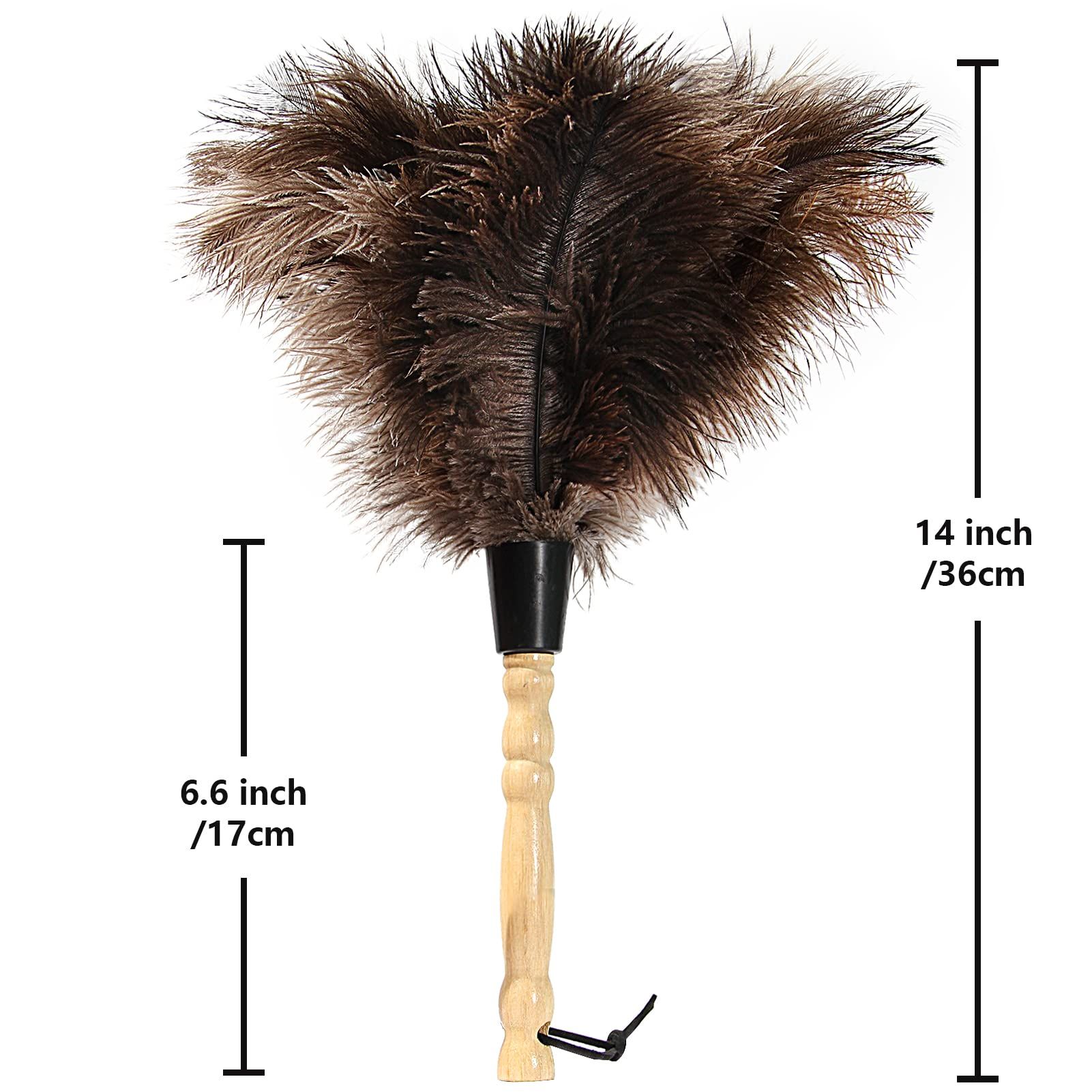 Ostrich Feather Duster Fluffy Natural Genuine Ostrich Feathers with Wooden Handle and Eco-Friendly Reusable — image 2