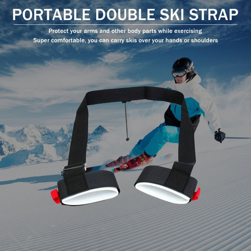 6 Pack Ski Carrier Straps Adjustable Shoulder with Cushioned Fastener Tape Strap Loop Strong for Adults Kids(black+red) — image 3