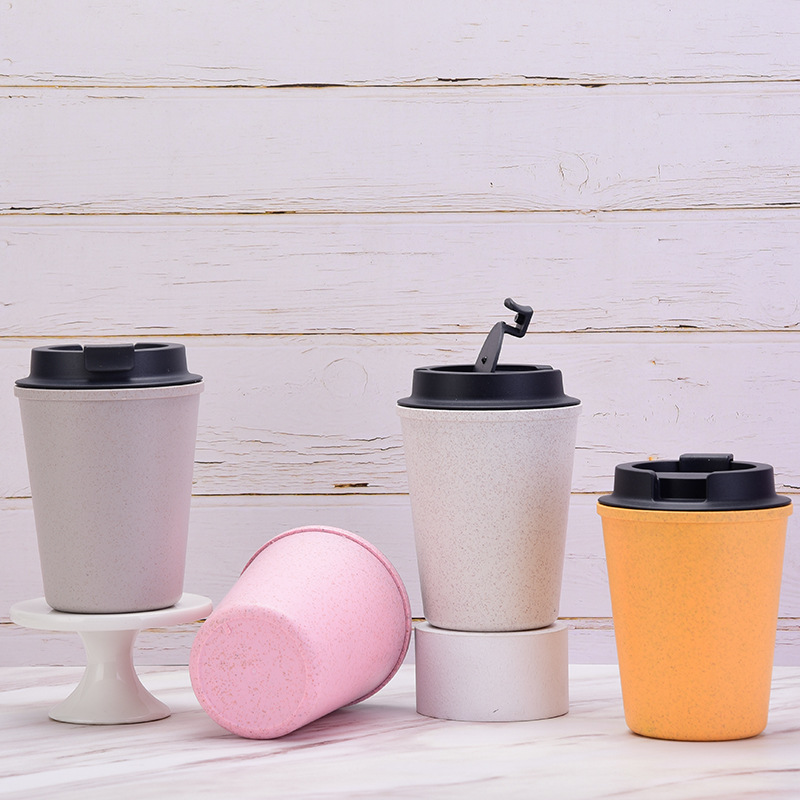 Black 350ml Wheat Straw Double-Layer Coffee Cup - Eco-Friendly and Lightweight โ image 4