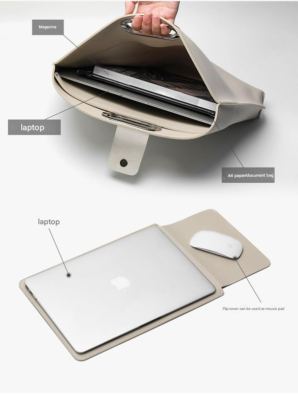 Black Elegant PU Leather Laptop Handbag & Sleeve - Protective and Stylish Laptop Case with Adjustable Strap for 15.6-inch Laptops โ image 6