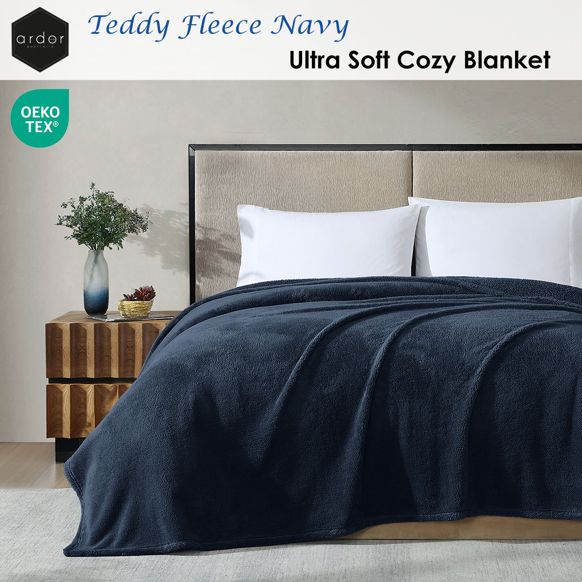 Ardor Teddy Navy Ultra Soft Cozy Fleece Blanket Queen โ image 2