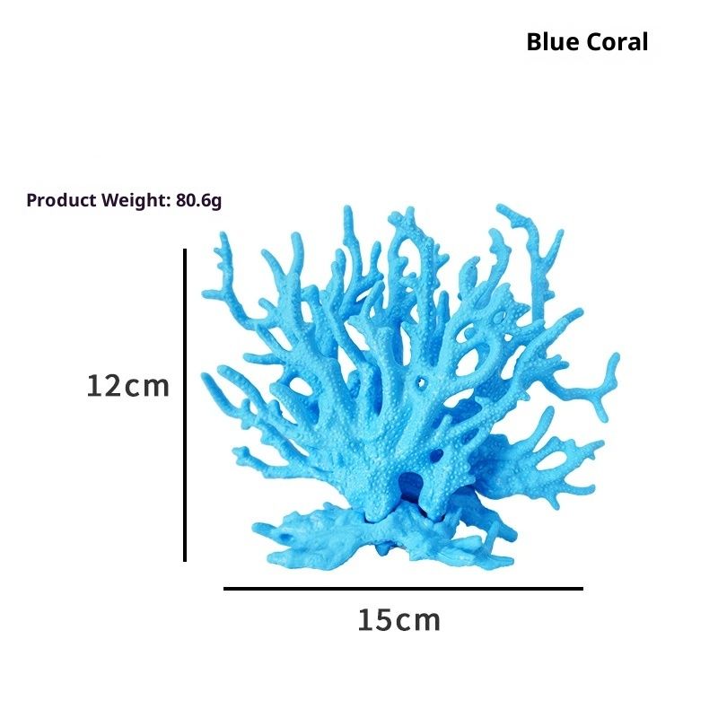 2pcs Artificial Aquarium Coral Ornament Plastic Fish Tank Plants Decoration for Aquarium Landscape (white+blue)