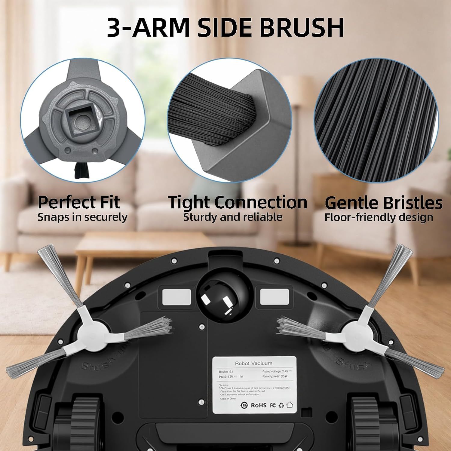 Accessories Kit or ROPVACNIC S1, or Tipdiy G90, or betboyles V75S, or VIPSUN Z1, or PrettyCare C2 Robot Vacuum Replacement Parts, 6 Side Brush, 3 HEPA ilter, 3 โ image 6