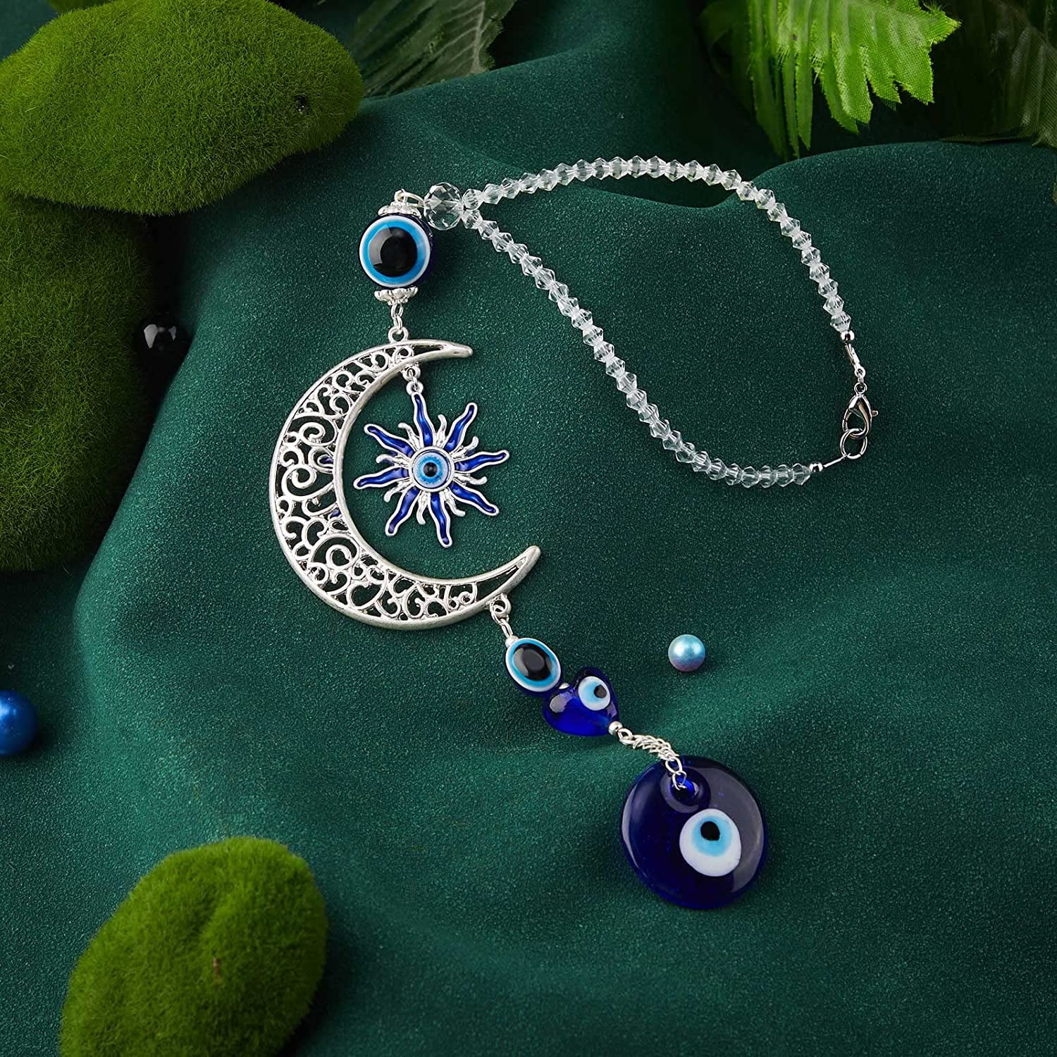 Evil Eye Car Hanging Ornament Evil Blue Eye Charms for Rear View Mirror Beaded Decor Car Accessories Pendent for Window Door Frame Balcony(Vivid Style) โ image 2