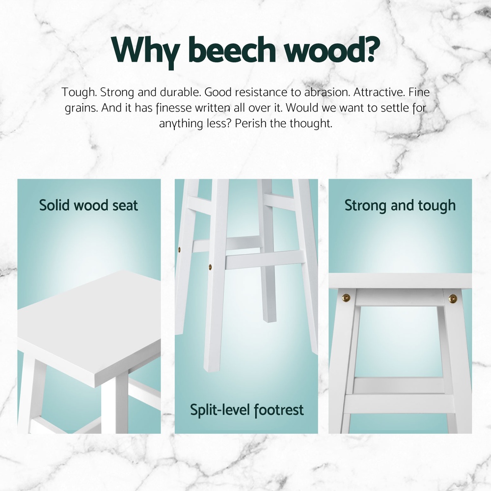 Artiss 4x Bar Stools Kitchen Chairs Wooden White โ image 4