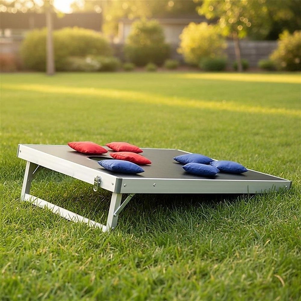 Bean Bag Toss Cornhole Game Set Aluminium Frame Portable Design — image 3