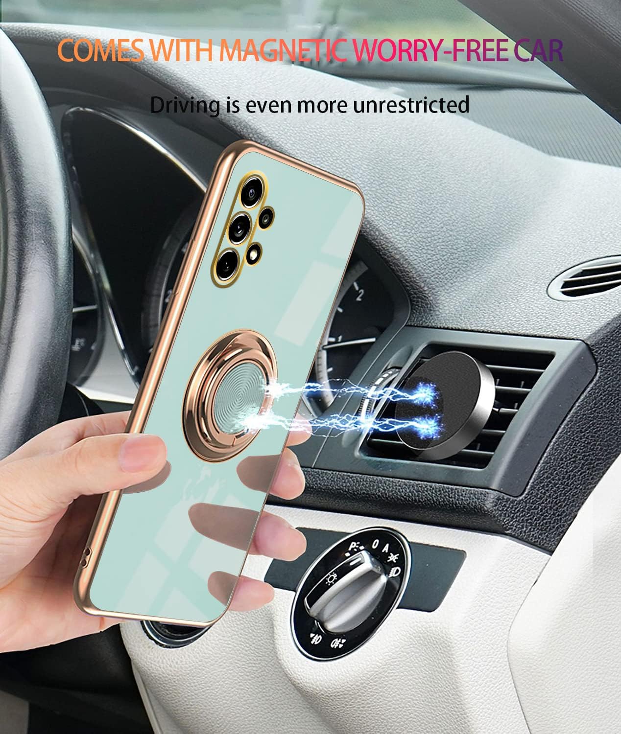 Compatible with Samsung Galaxy A32 5G Green Case, 360 Magnetic Protection Shockproof Car Holder Case — image 2