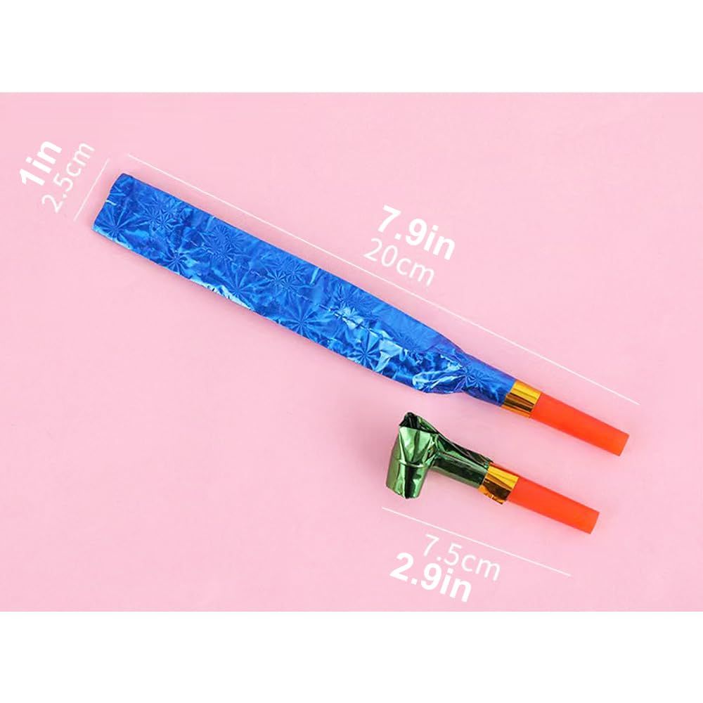 75 PCS Party Blower Blowouts Noisemakers, Birthday Blow Horns Party Whistles, New Years Party Noisemakers Random Color — image 4
