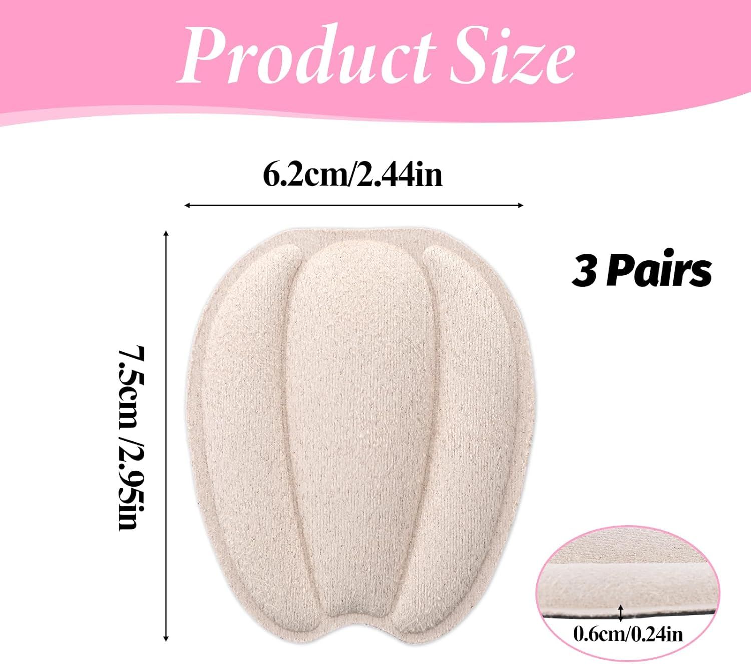 3 Pairs Tongue Pads for Shoe Too Big, Non Slip Tongue Cushion Insert for Loose Shoe Size Reducer Heel Pads Grips Cushion Inserts Replacement Shoes Filler for โ image 2