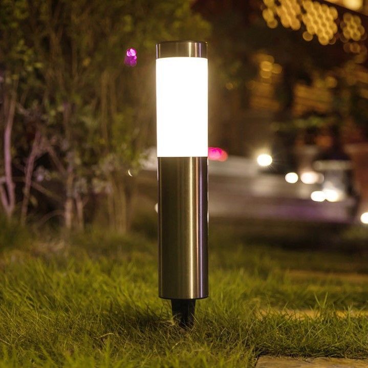 Mini Solar Column Garden Lamp, All-Weather Stainless Steel LED Outdoor Light, Black Warm White, 37x6cm, Sweet Wedding Courtyard Present — image 5