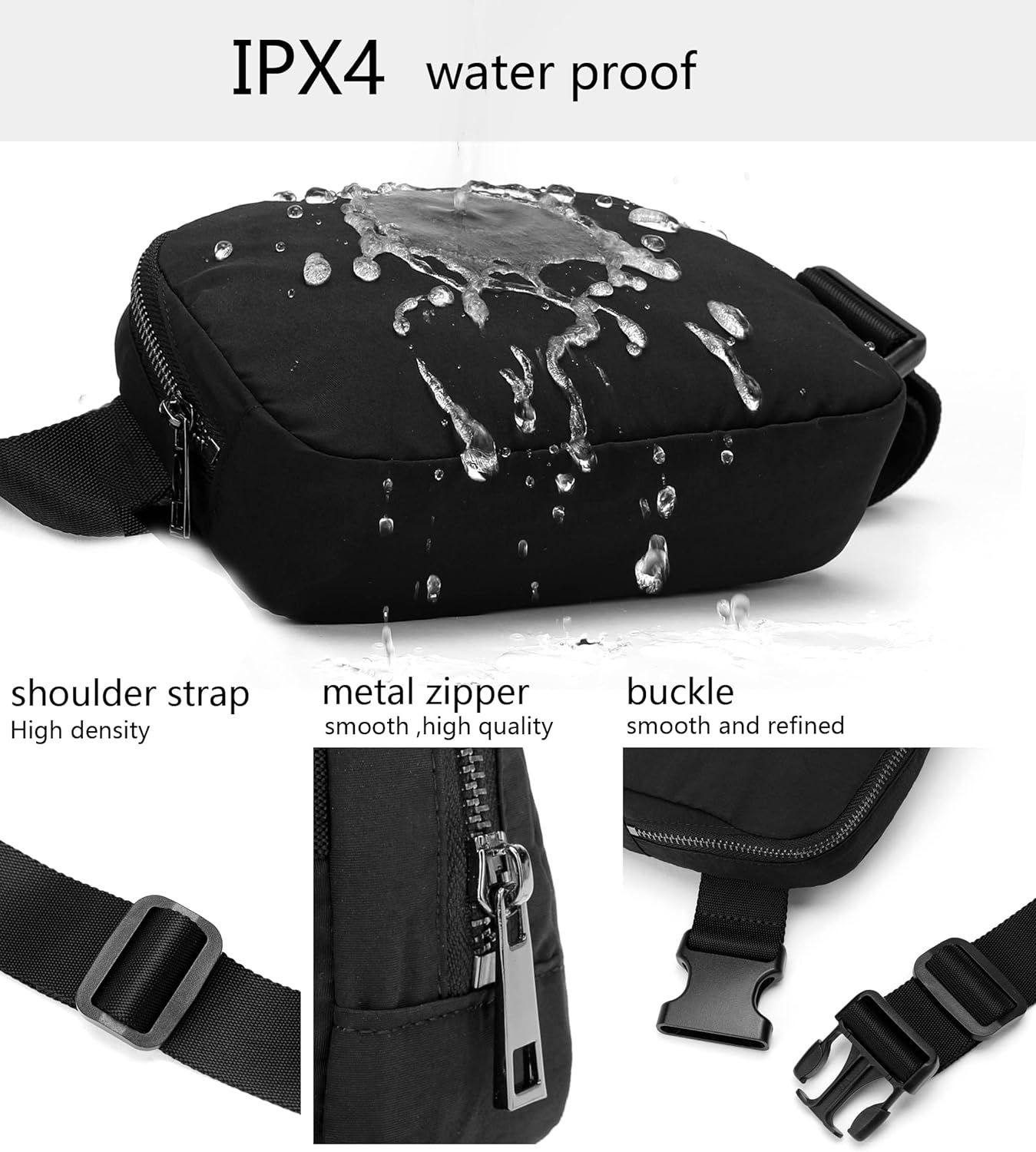 Belt Bag for Women Men Unisex Mini Belt Bag with Adjustable Strap Small Pack, good helper for you to traveling,Black โ image 4