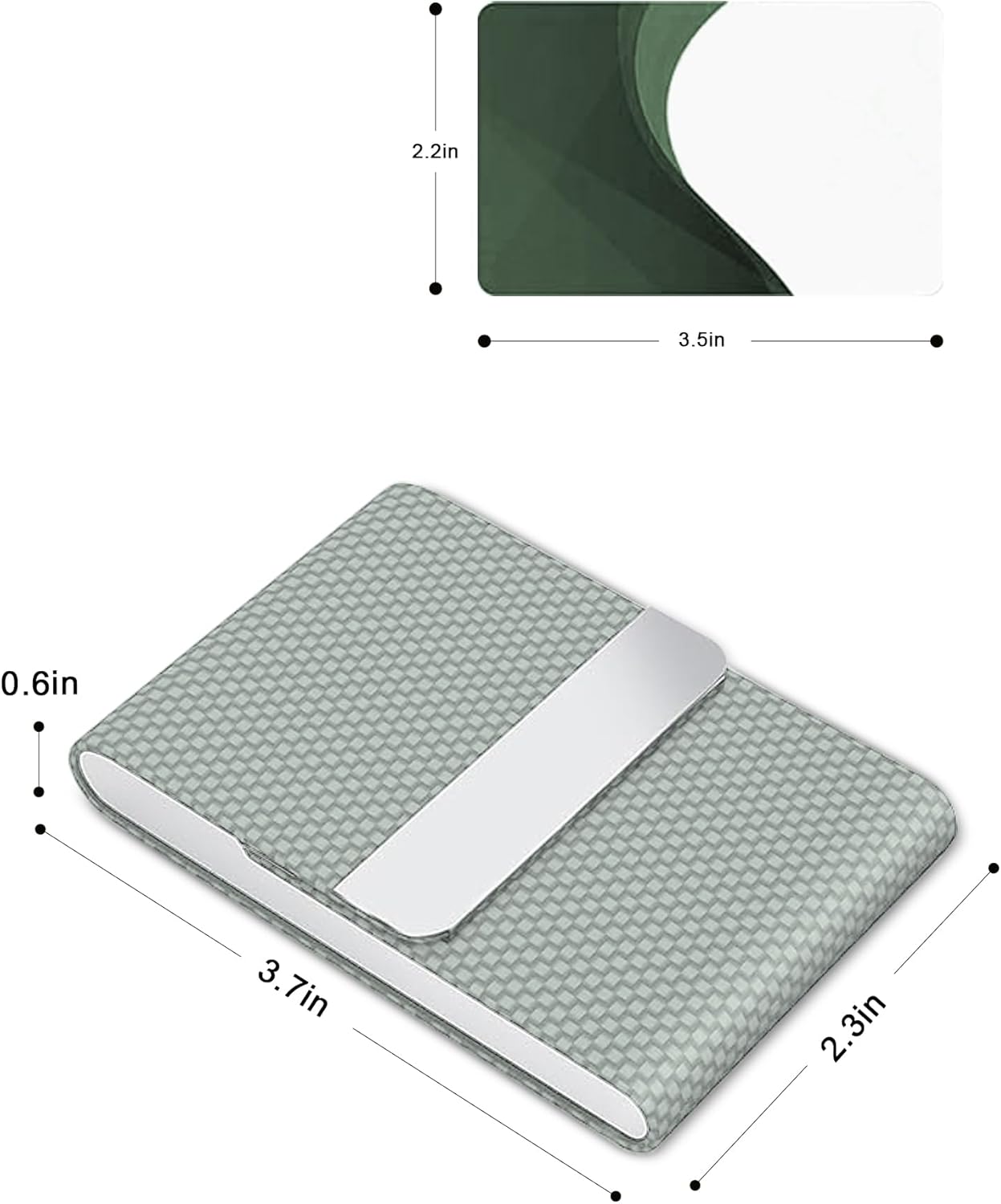 Men's Leather & Stainless Steel Magnetic Business Card Holder - Premium PU Leather & Metal Card Case - Forest Green — image 3