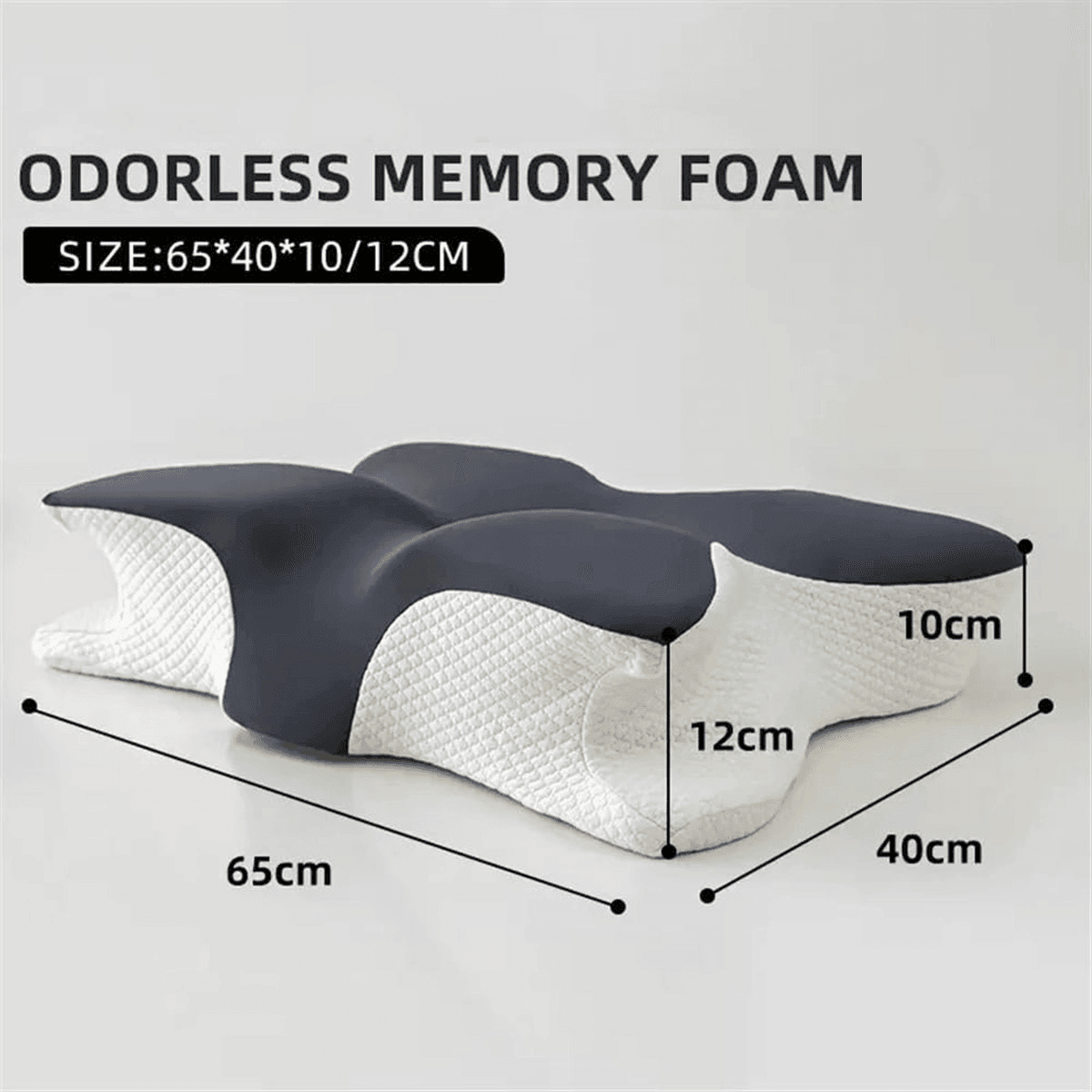 Memory Foam Butterfly Pillow Neck Support Slow Rebound Cervical Pillow - Dark Grey — image 3