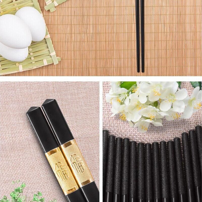 10Pairs Premium Fiberglass Reusable Chopsticks - Dishwasher Safe - Silver-3 โ image 6