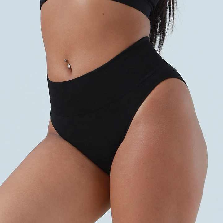 3 Pcs Size M Black Microfiber High-Waisted Thong Underwear with Tummy Control - Slimming Comfort โ image 5