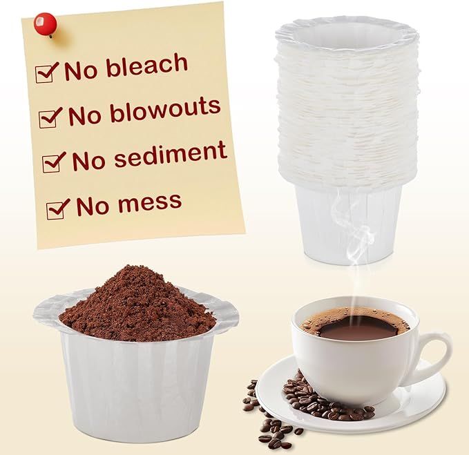 Disposable Paper Coffee Filters, Keurig K Cup Paper Filters for Keurig Single Brewer Reusable Cups, K-cup Coffee Pods, Fits All Brands Reusable K Cups (150) β image 4