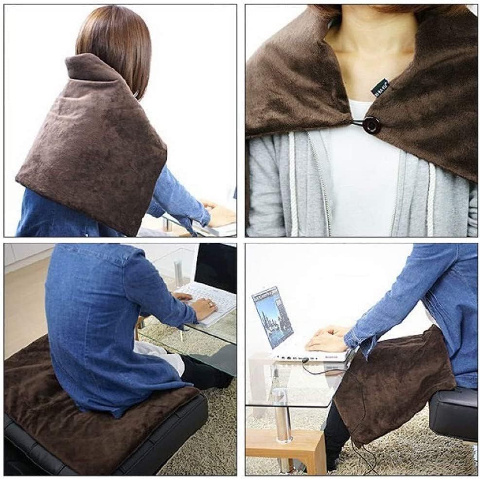 USB Heated Warm Fleece Shawl & Wrap Intelligent Electric Heating Blanket for Home， keep shoulders warm and cozy（Coffee） — image 2