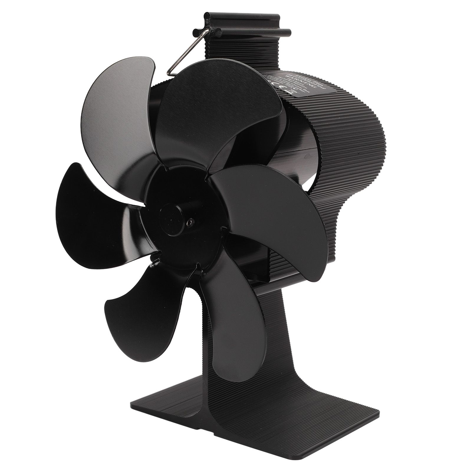 6 Blades Heat Powered Stove Fan Non Electric Self Starting Fireplace Fan High Temperature Resistant Fan Crown Black — image 3