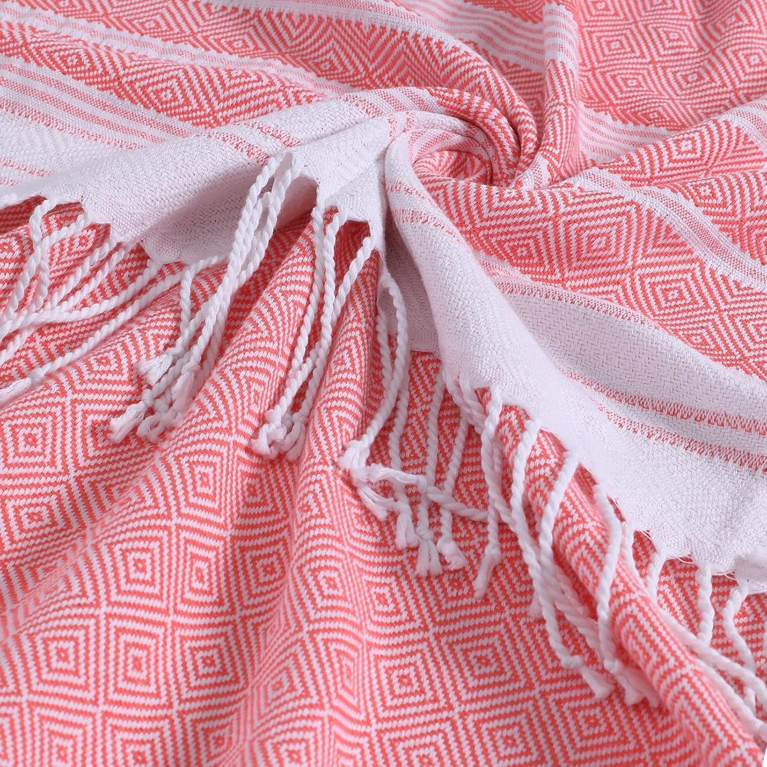 6 Pack Oversized Turkish Beach Towels, Quick-Dry Sand-Free Towels for Swimming, Bath, Camping, Travel and Poolside Use, Coral, 177.8 x 89 cm โ image 5