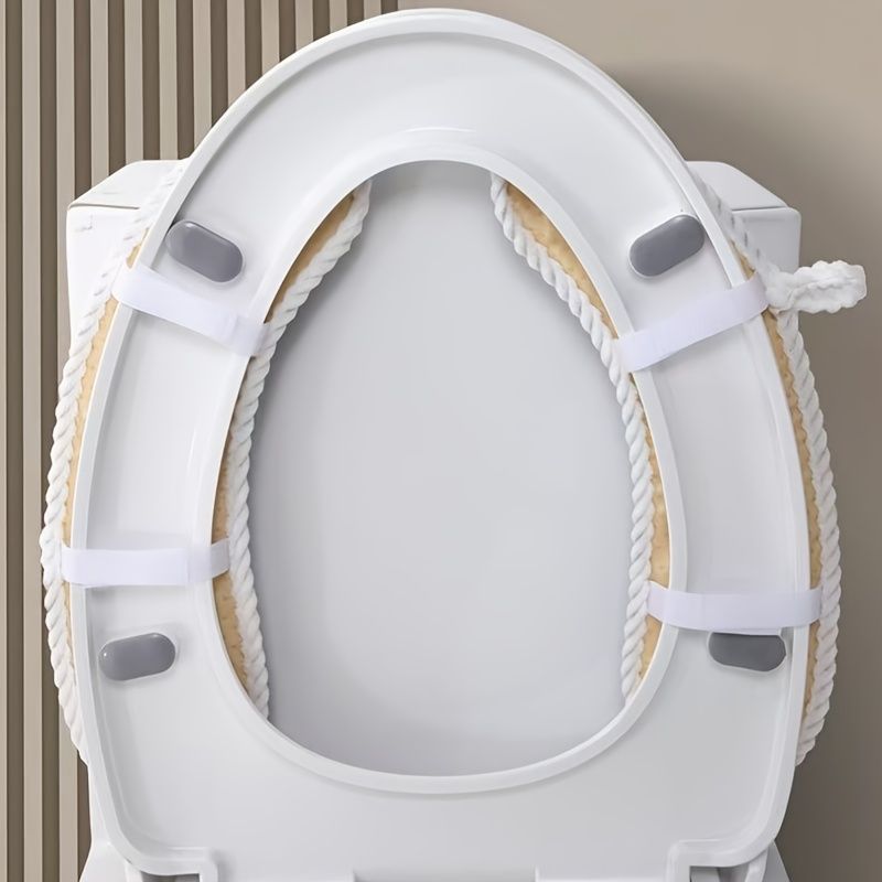Soft Plush Toilet Seat Covers, Non-Slip Split Toilet Seat Pads with Elastic Straps and Hanging Loop, Universal Fit for Standard Household Toilets, Washable and — image 4