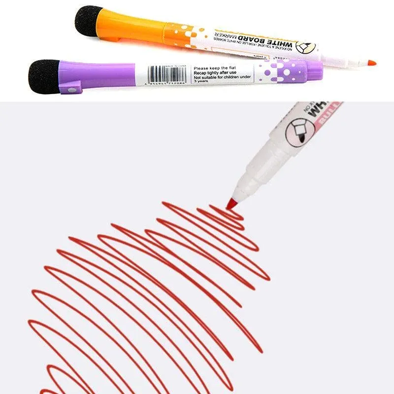 8 Colours Dry Erase Whiteboard Markers Set with Built-in Eraser Tips — image 3