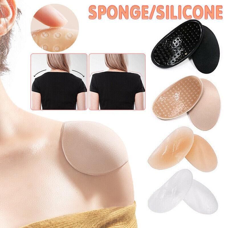 2Pcs Soft Anti-Slip Invisible Shoulder Pads Naturally Increased Silicone /Sponge - Black (Sponge) โ image 2