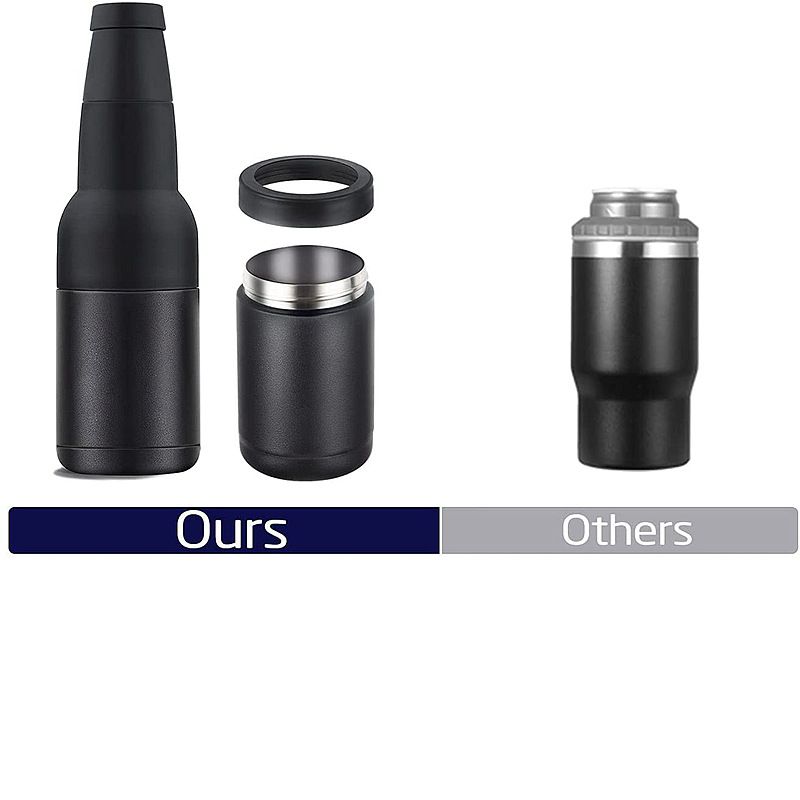 Beer Holder Vacuum Insulated Double Walled Stainless Steel Beer Can and Bottle Cooler with Beer Opener Eco Friendly Free (black) — image 5