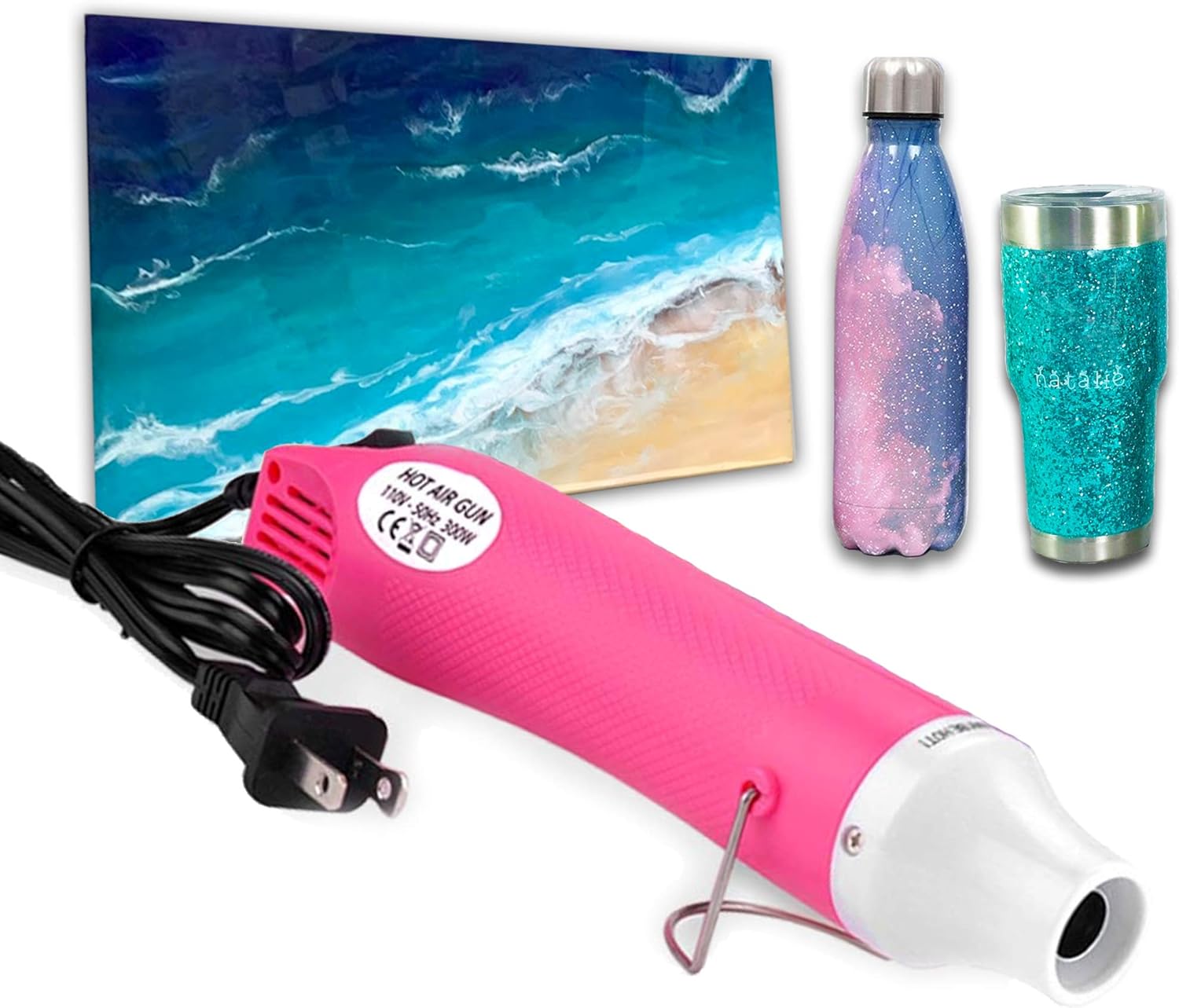 Pink Heat Gun for Crafts and (24-Pack) Easter Eggs Life-Size Wooden Egg for Painting β image 2