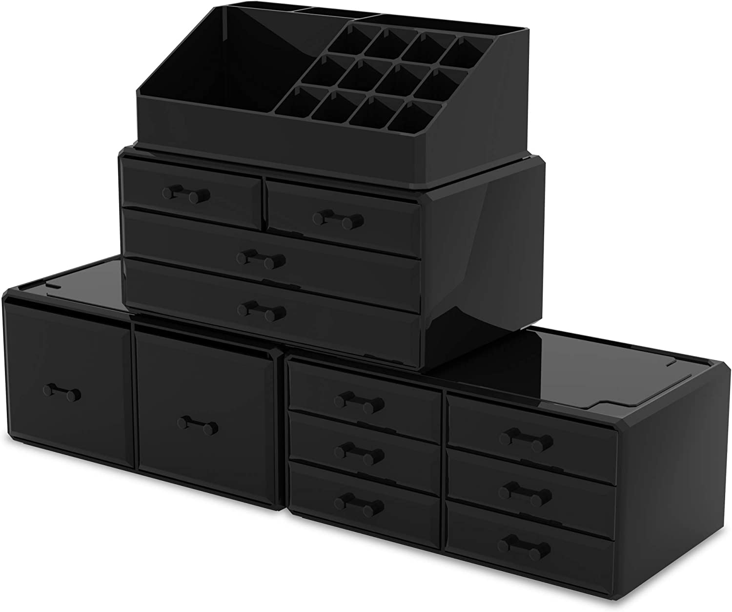 Makeup Cosmetic Organizer Storage with 12 Drawers Display Boxes (Black) — image 4