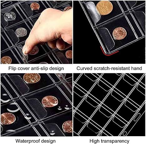 15 Sheets Coin Collection Supplies Pages, 5 Sizes Coins Collecting Pocket Page with Standard 9 Hole Coin Binder Sleeves for Coin Stamp Currency Collection — image 5