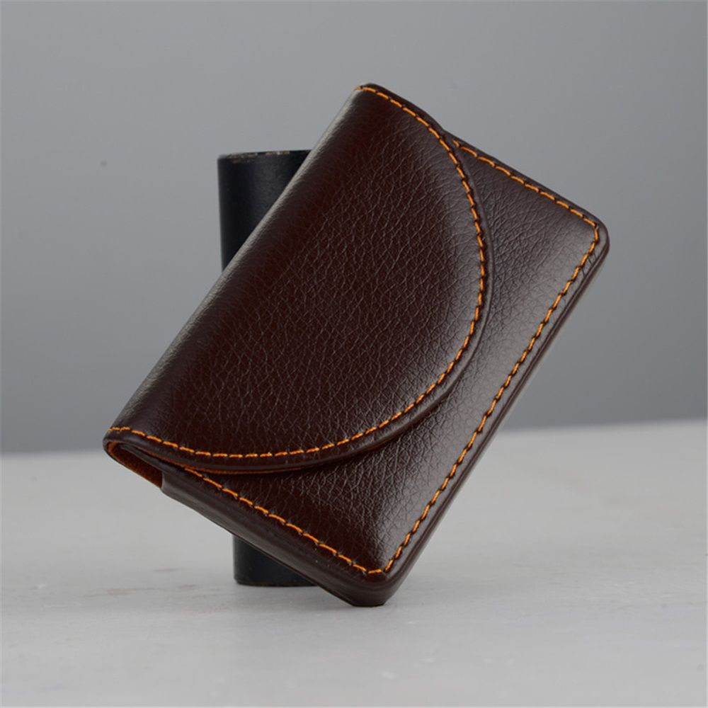 2pcs Leather Business Card Holder Walle for Men or Women Pocket Business Card Wallet Name Card Case Holder with Magnetic Shut,Black+Brown โ image 4