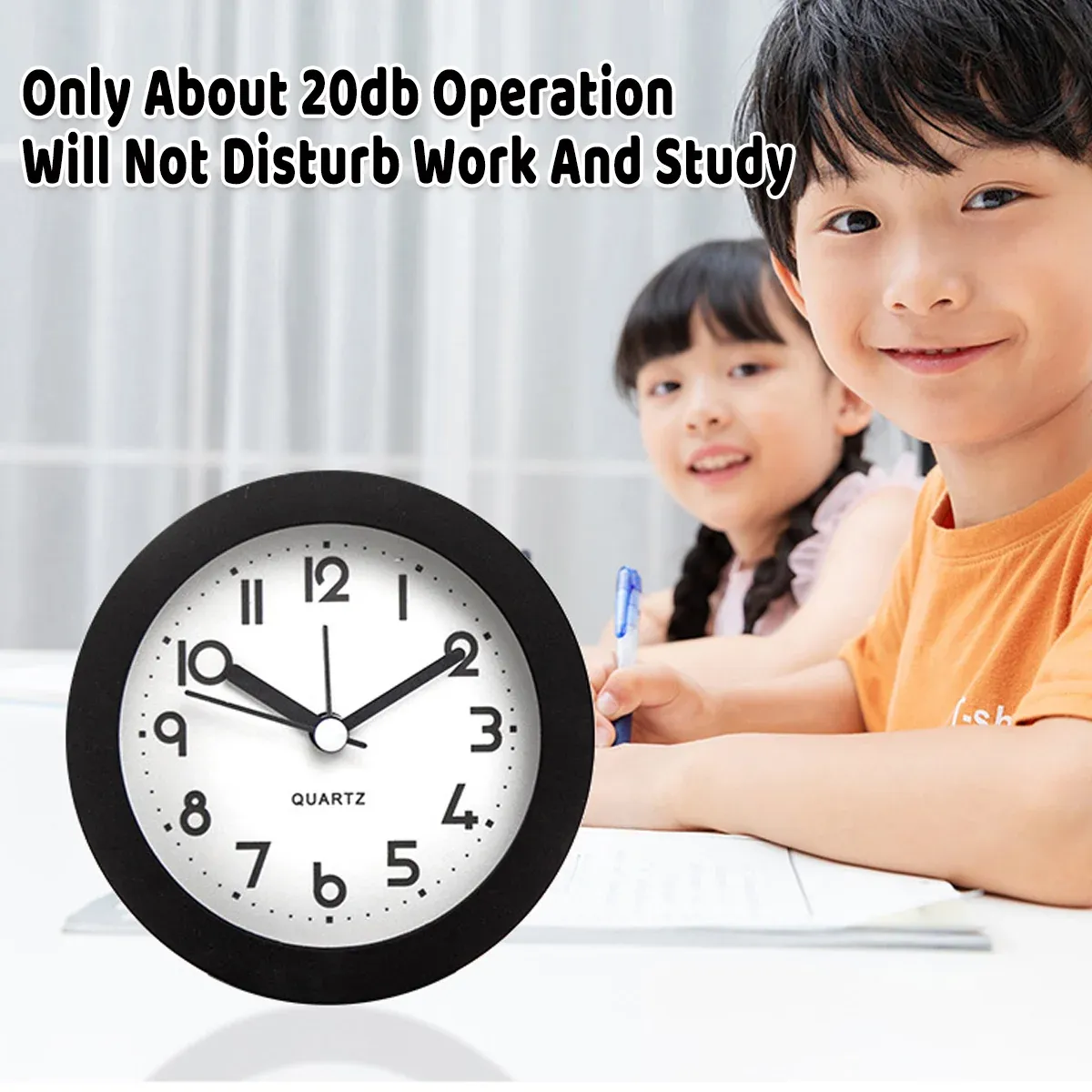 Silent Desktop Small Alarm Clock with Night Light Battery-Powered Durable — image 5