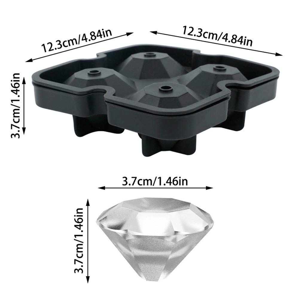 Flexible Silicone Ice Cube Mold Tray, Makes Four Giant Diamond, Easy Release Silicone Ice Mold, for Whiskey,Cocktails — image 4