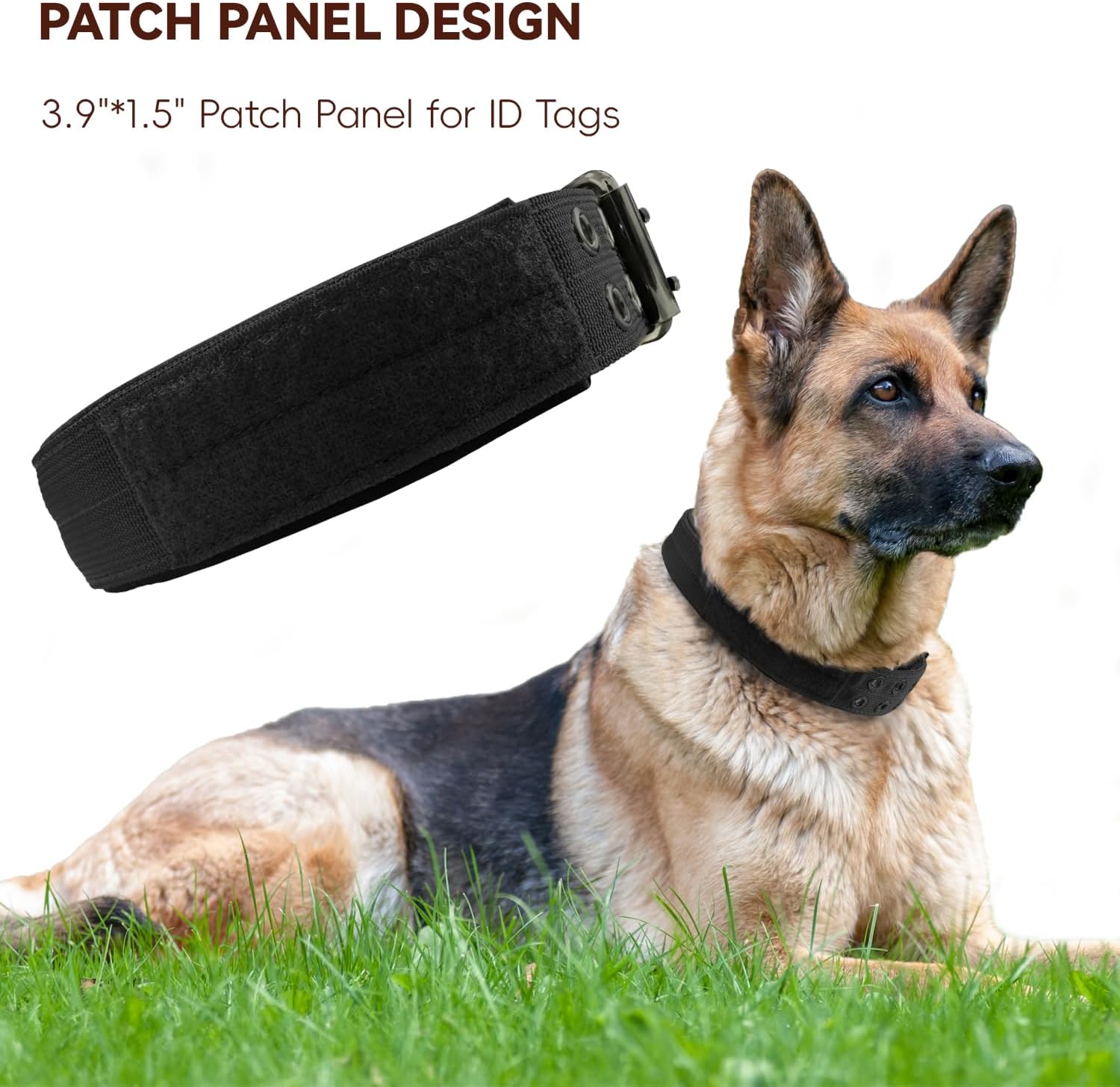 Heavy Duty Dog Collar for Large Dogs, Tactical Dog Collars with Metal Buckle & D Ring, 1.5" Width Thick Adjustable Nyl Collar for Medium Dogs, Black/L — image 4