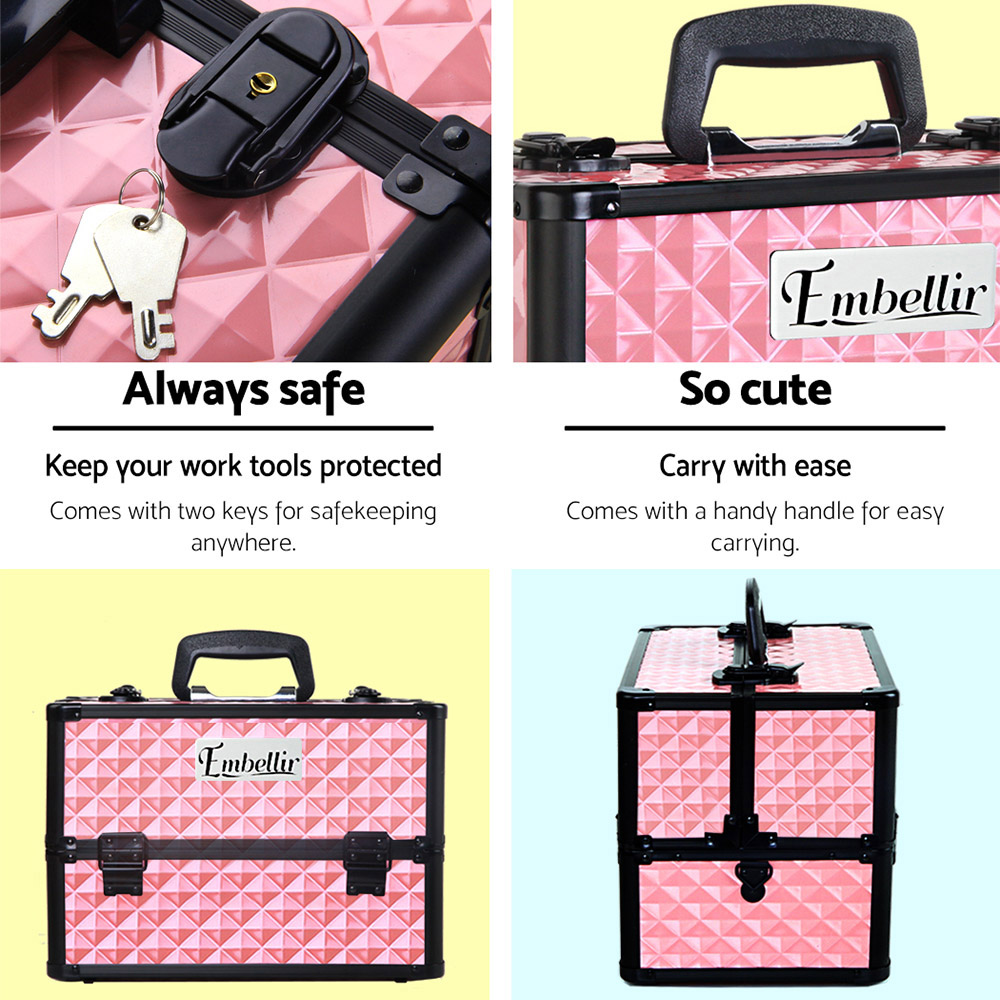 Embellir Portable Cosmetic Beauty Makeup Case - Diamond Pink โ image 4