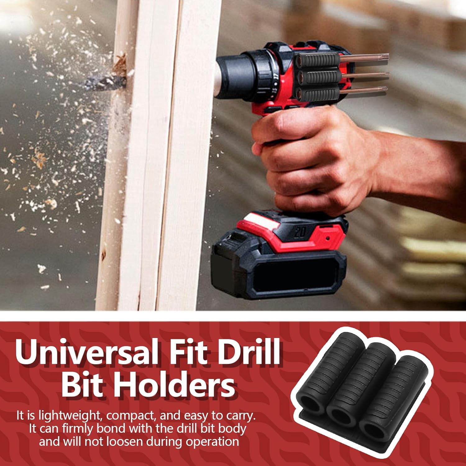 Biaungdo Drill Bit Holder, 3 Pack Adhesive Drill Bit Sleeve Organizer, High Strength Bit Holder for Impact Drivers and Drill, Hold 6 Driver Bits on the Side of โ image 5