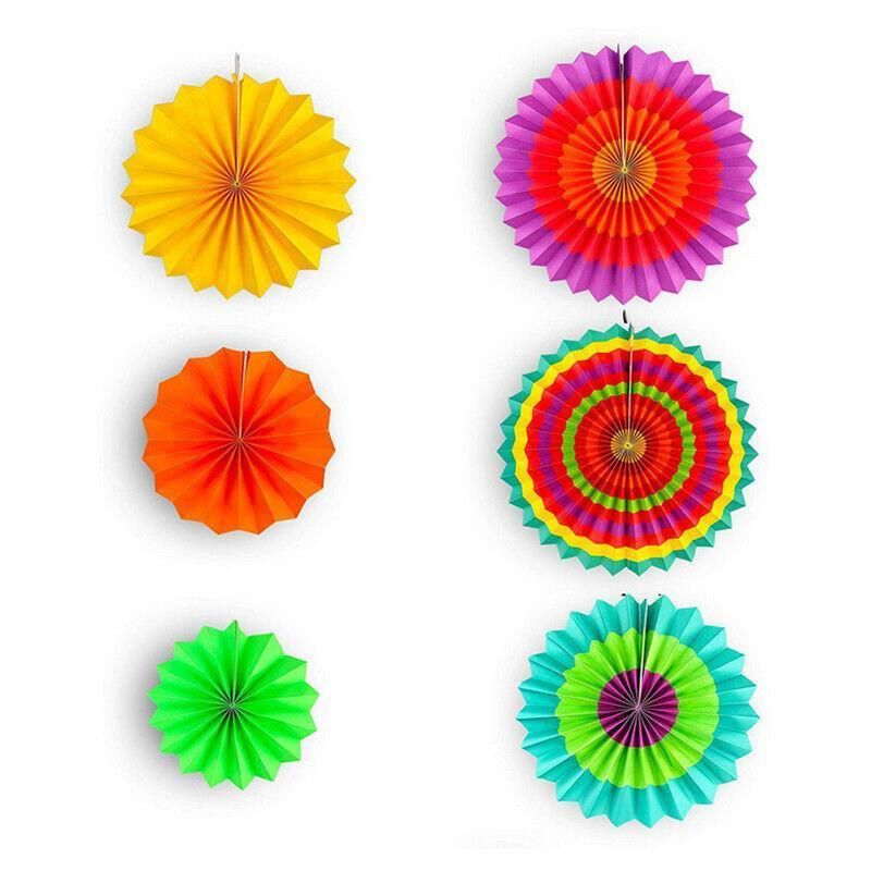 Colorful Paper Fans Party Decorations 6Pcs Mexican Fiesta Hanging Decor Birthday โ image 3